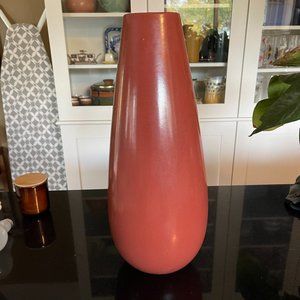 Vintage Large Haeger Art Pottery Red Brick Tall Thin Rounded Vase